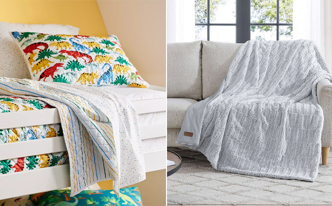 The Big One Reversible Kian Dino Quilt Set with Shams and Koolaburra by UGG Carmell Faux Fur Throw The Big One Reversible Kian Dino Quilt Set with Shams and Koolaburra by UGG Carmell Faux Fur Throw