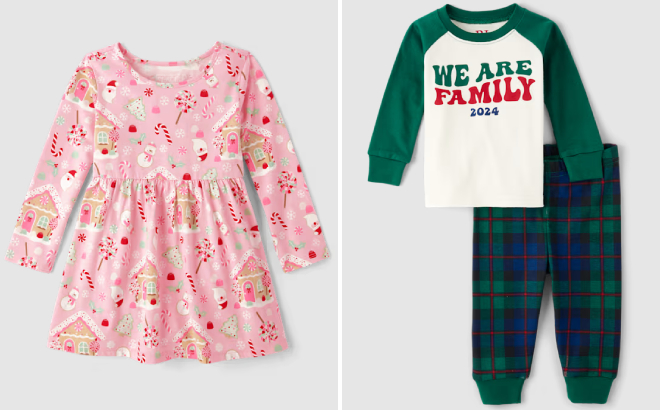 The Childrens Place Toddler Christmas Everyday Dress and Matching Family We Are Family 2024 Pajamas The Childrens Place Toddler Christmas Everyday Dress and Matching Family We Are Family 2024 Pajamas