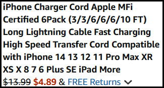iPhone Charger Cable 6 Pack Order Summary iPhone Charger Cable 6 Pack Order Summary