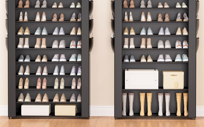 10Tier Large Tall Shoe Rack Organizer with Covers Shoe Rack Storage Organizer