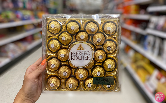A Person Holding the Ferrero Rocher Chocolates 24 Count Box at Target
