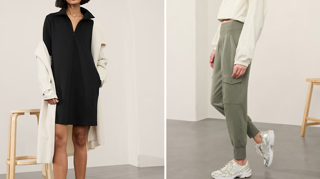 Athleta Allure Dress and High Rise Cargo Joggers