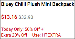 Bluey Chilli Plush Mini Backpack Checkout