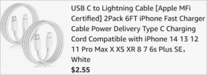 Checkout page of USB C to Lightning Cable 2 Pack Checkout page of USB C to Lightning Cable 2 Pack