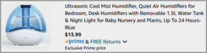 Cool Mist Humidifier Checkout Screen Cool Mist Humidifier Checkout Screen