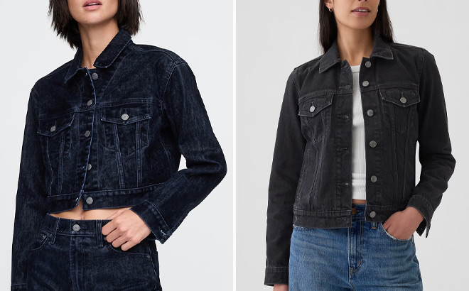 GAP Flocked Cropped Icon Denim Jacket