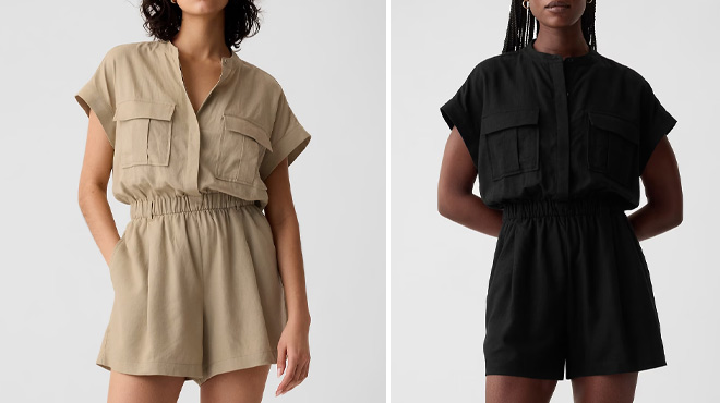 GAP Linen Blend Utility Romper GAP Linen Blend Utility Romper