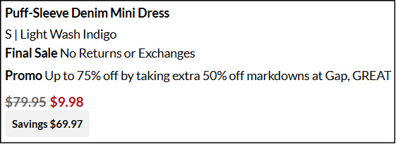 GAP Puff Sleeve Denim Mini Dress Checkout GAP Puff Sleeve Denim Mini Dress Checkout