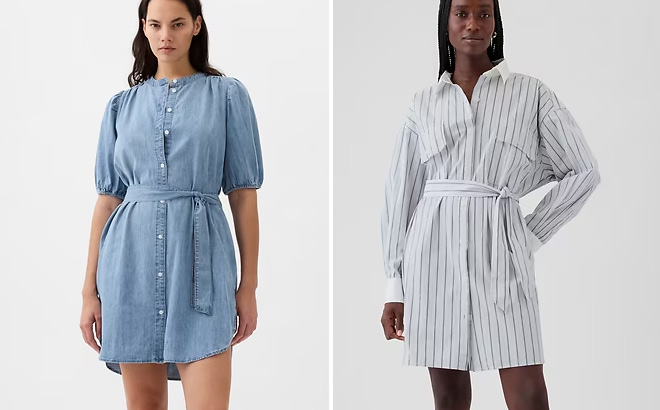 GAP Puff Sleeve Denim Mini Dresses GAP Puff Sleeve Denim Mini Dresses