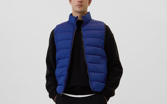 Gap Factory ColdControl Relaxed Puffer Vest in Blue Color