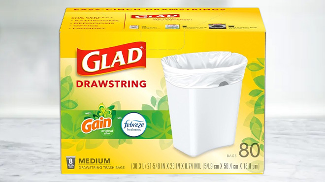 Glad 80 Count Drawstring Trash Bags with Febreze