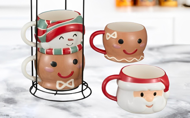 Holiday Time Holiday Characters Stacking Mug Set