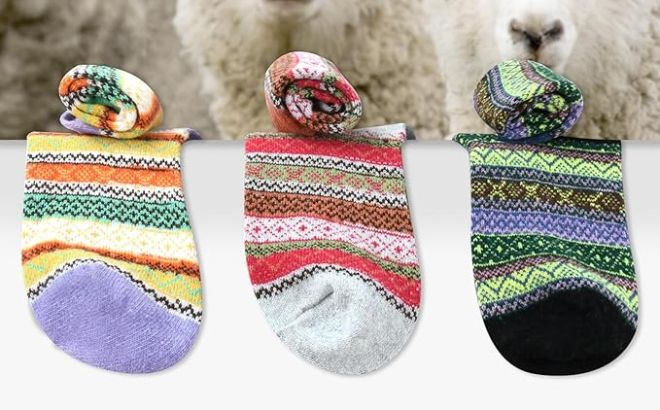 LKV Womens Vintage Thick Cotton Socks