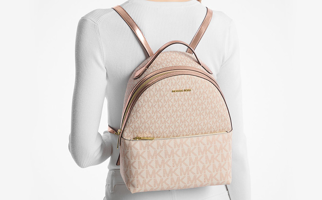 Michael Kors Sheila Medium Two Tone Signature Logo Backpack Michael Kors Sheila Medium Two Tone Signature Logo Backpack