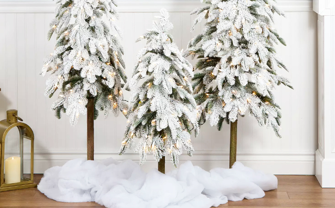 National Tree Company 5 ft Pre Lit Downswept Alpine Flocked Christmas Tree National Tree Company 5 ft Pre Lit Downswept Alpine Flocked Christmas Tree