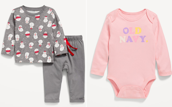 Old Navy Printed Long Sleeve T Shirt and Pants Set for Baby and Long Sleeve Logo Graphic Bodysuit for Baby Old Navy Printed Long Sleeve T Shirt and Pants Set for Baby and Long Sleeve Logo Graphic Bodysuit for Baby