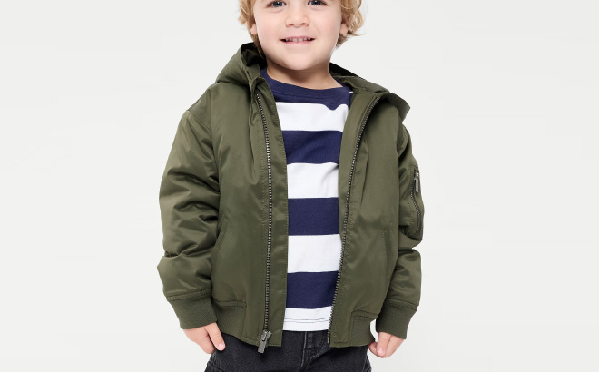 Old Navy Toddler Water Resistant Oversized Satin Bomber Jacket