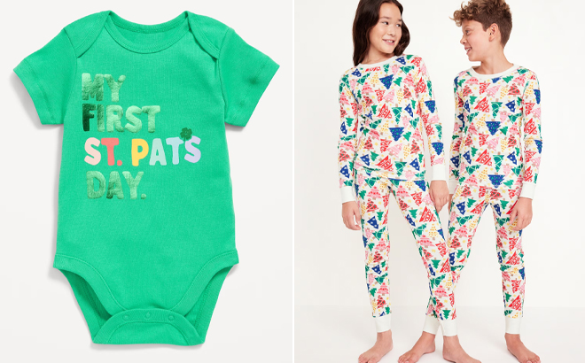 Old Navy Unisex Short Sleeve Bodysuit for Baby and Graphic Snug Fit Pajama Set for Kids Old Navy Unisex Short Sleeve Bodysuit for Baby and Graphic Snug Fit Pajama Set for Kids