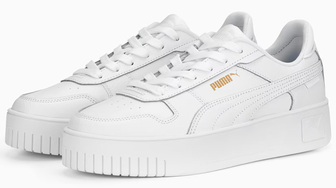 Puma Womens Carina Street Sneakers on a Grey Background Puma Womens Carina Street Sneakers on a Grey Background