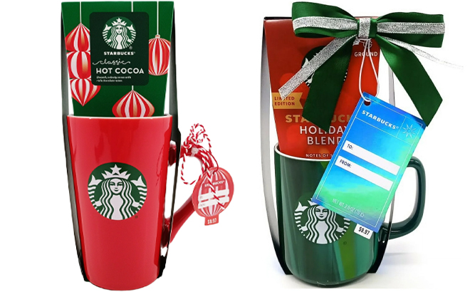 Starbucks 16oz Red Holiday Tall Mug with Cocoa Set and Starbucks 15oz Green Holiday Mug with Holiday Blend Coffee Starbucks 16oz Red Holiday Tall Mug with Cocoa Set and Starbucks 15oz Green Holiday Mug with Holiday Blend Coffee
