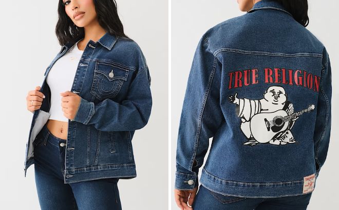 True Religion Logo Oversized Denim Jacket True Religion Logo Oversized Denim Jacket