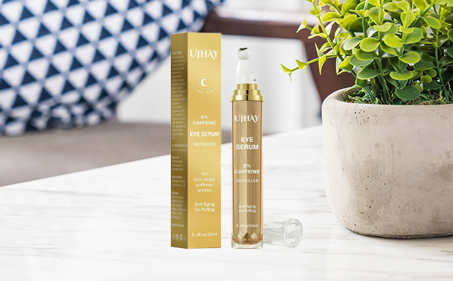 5 Caffeine Eye Serum on a Table