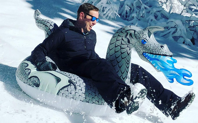 A Person Using GoFloats Winter Snow Tube