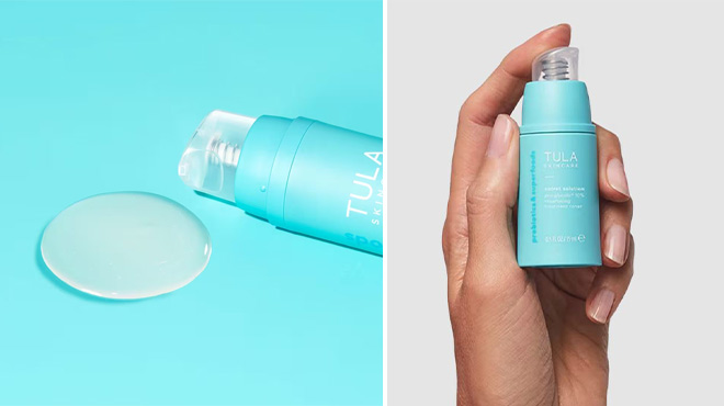 A Woman Holding TULA Mini Pro Glycolic 10 Resurfacing Treatment Toner