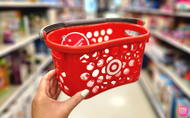 A Woman Holding Target Toy Shopping Basket
