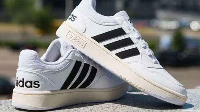 A pair of Adidas Hoops 3 0 Mens Shoes