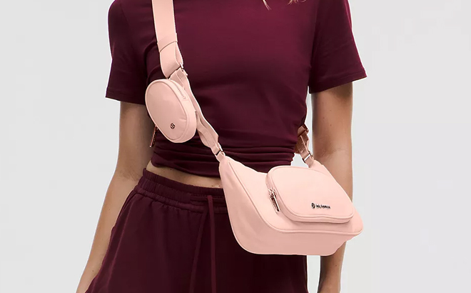 A person with a Lululemon Crossbody Bag with Nano Bag