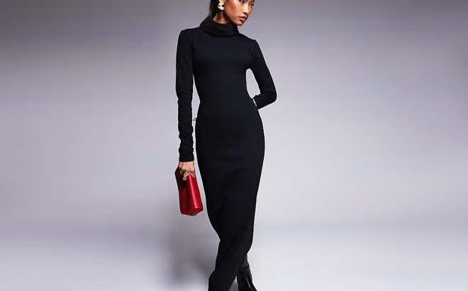 Asos Womens Ribbed Midaxi Turtle Neck Dress Asos Womens Ribbed Midaxi Turtle Neck Dress