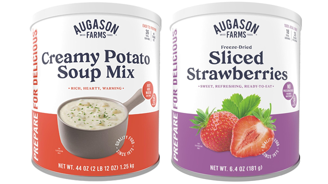 Augason Farms Creamy Potato Soup Mix and Augason Farms Freeze Dried Sliced Strawberries