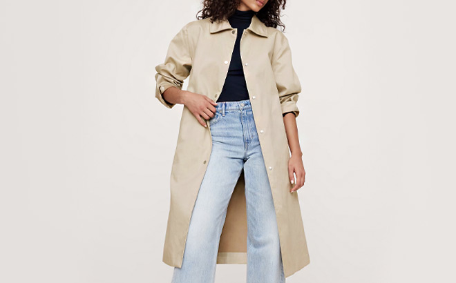 Banana Republic Womens Bonded Cotton Mac Coat