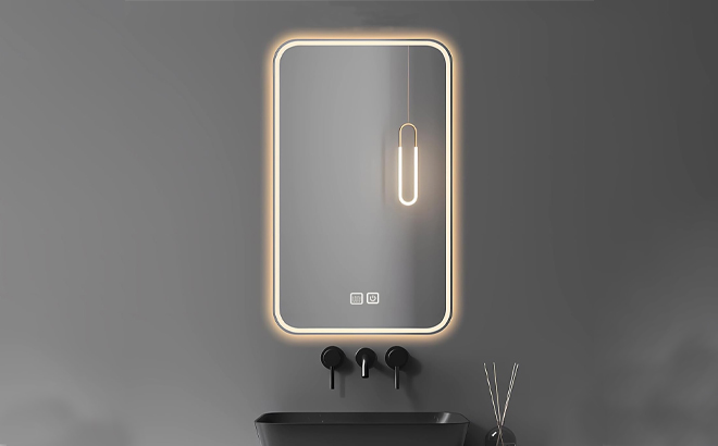 Bathroom Mirror with 3 Colors Dimmable LED Lights