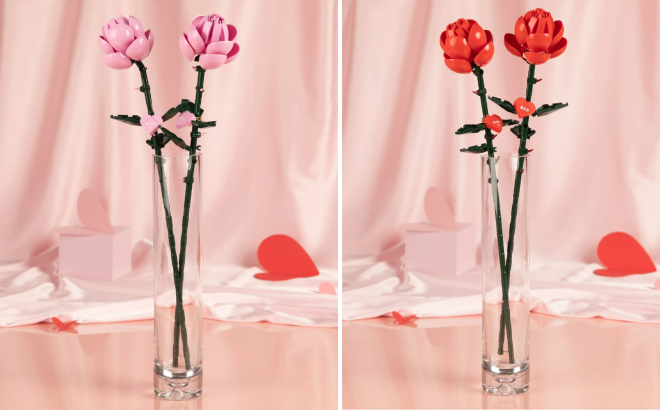 Brickcraft Pink and Red Long Stem Rose Brick Building Kits Brickcraft Pink and Red Long Stem Rose Brick Building Kits