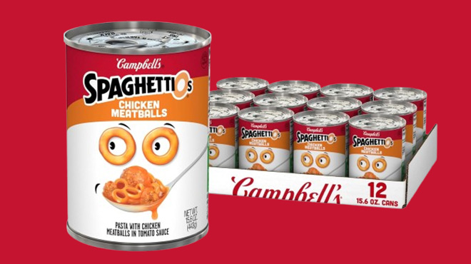 Campbell's SpaghettiOs Canned Pasta with Chicken Meatballs 12-Pack Campbell's SpaghettiOs Canned Pasta with Chicken Meatballs 12-Pack