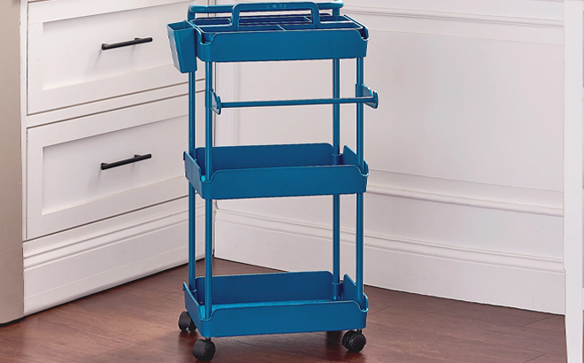 Cella 3 Tier Universal Cart with Removable Caddy in Seaport Teal Cella 3 Tier Universal Cart with Removable Caddy in Seaport Teal