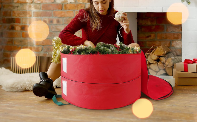 Christmas Wreath Storage Bags for 2 Wreaths with Dual Zipper and Handles Christmas Wreath Storage Bags for 2 Wreaths with Dual Zipper and Handles