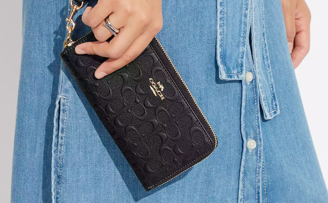 Coach Boxed Long Zip Around Wallet In Signature Leather Coach Boxed Long Zip Around Wallet In Signature Leather