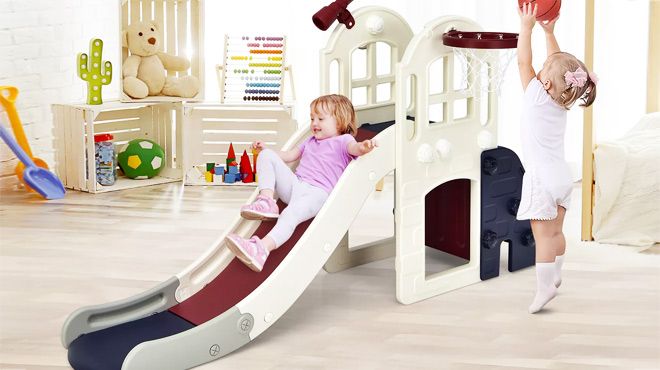 Costway 6 In 1 Playset with Basketball Hoop