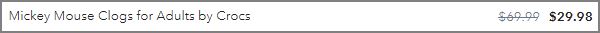 Crocs Mickey Mouse Clogs checkout page