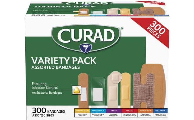 Curad Assorted Bandages Variety Pack 300 Pieces Curad Assorted Bandages Variety Pack 300 Pieces