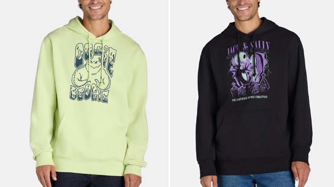 Disney The Nightmare Before Christmas Oogie Boogie and Black Jack and Sally Mens Hoodies
