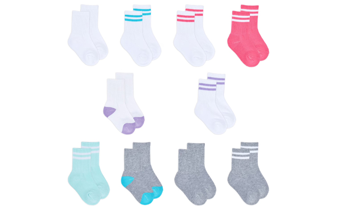 Fruit of the Loom All Day Comfort Girls Crew Socks 10 Pack