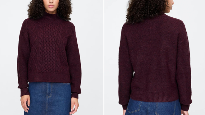 GAP Factory Oversized Cable Knit Mockneck Sweater GAP Factory Oversized Cable Knit Mockneck Sweater