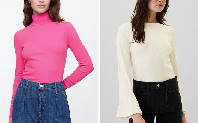 GAP Factory Womens Ribbed Turtleneck T Shirt GAP Factory Womens Ribbed Turtleneck T Shirt