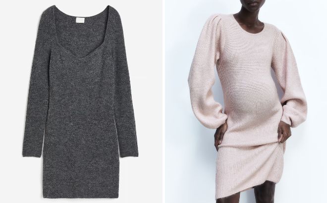 HM Rib knit Dress and MAMA Balloon Sleeved Rib Knit Dress