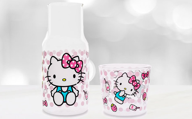 Hello Kitty Boxed 18oz Glass Water Pitcher with Cup Hello Kitty Boxed 18oz Glass Water Pitcher with Cup