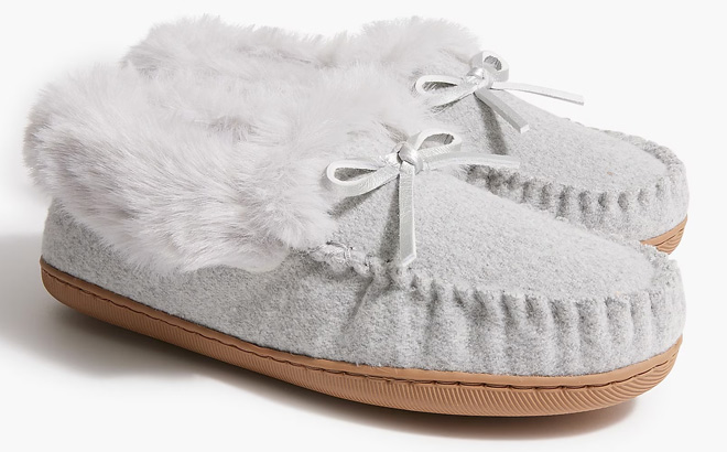 J Crew Factory Heathered Faux Fur Slippers J Crew Factory Heathered Faux Fur Slippers